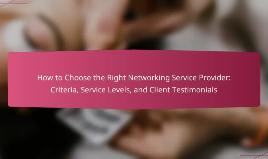 How to Choose the Right Networking Service Provider: Criteria, Service Levels, and Client Testimonials