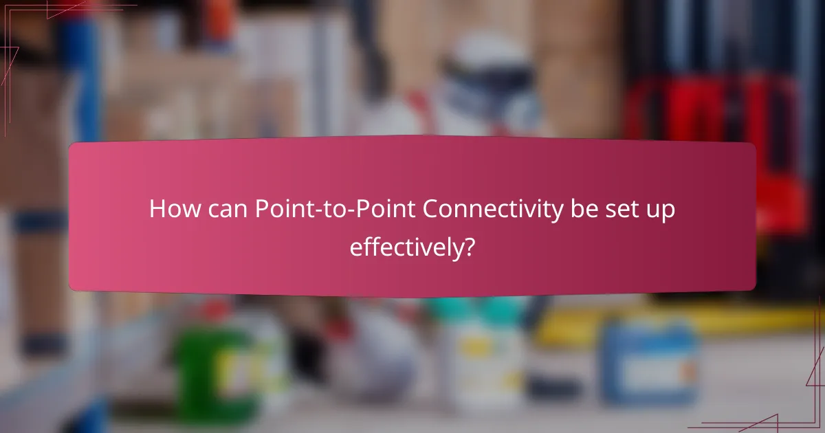 How can Point-to-Point Connectivity be set up effectively?