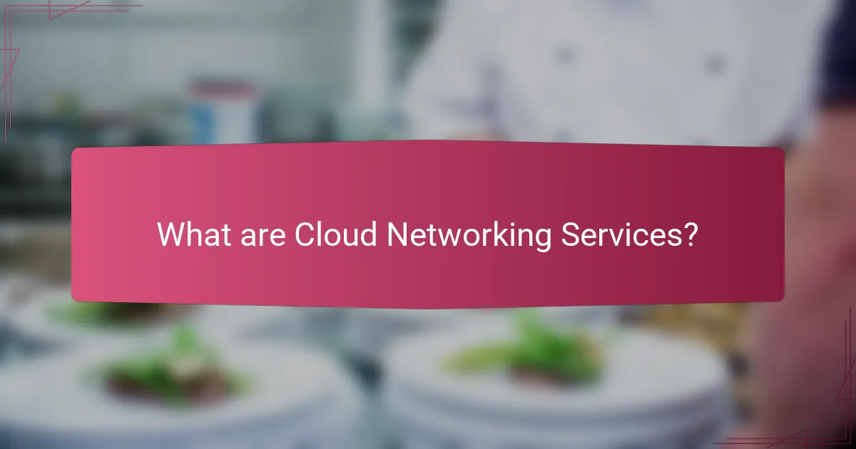 What are Cloud Networking Services?