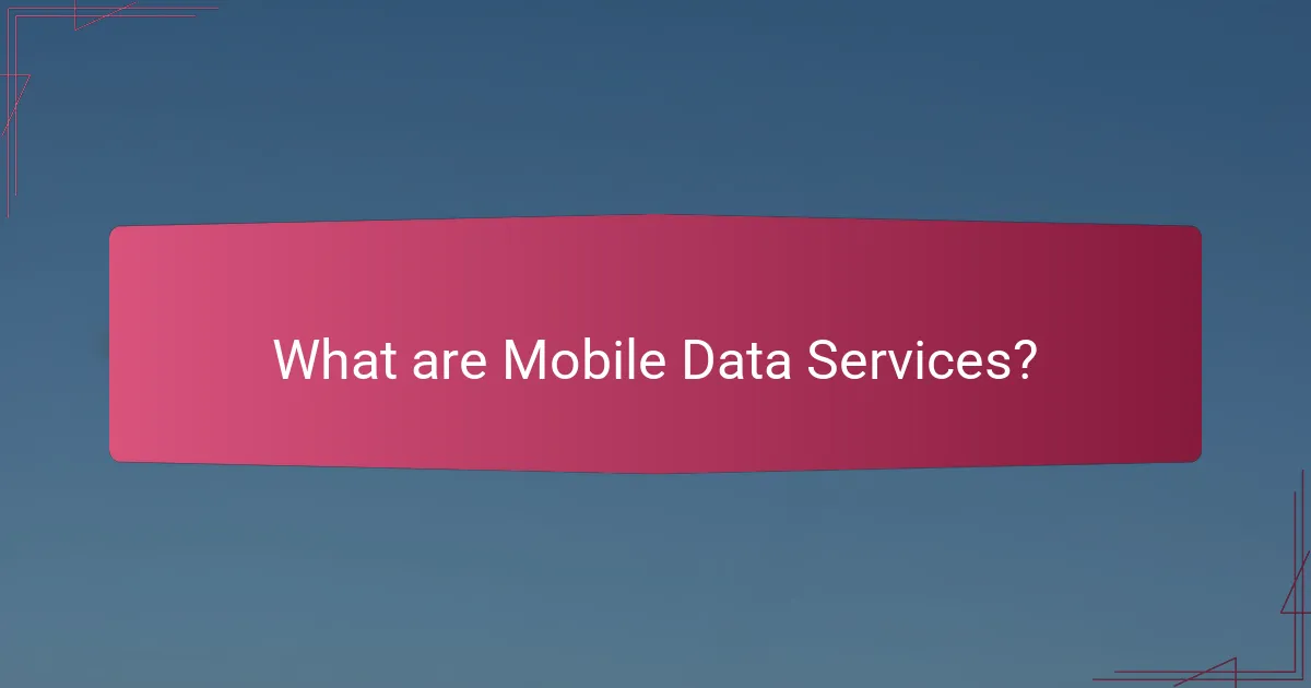 What are Mobile Data Services?