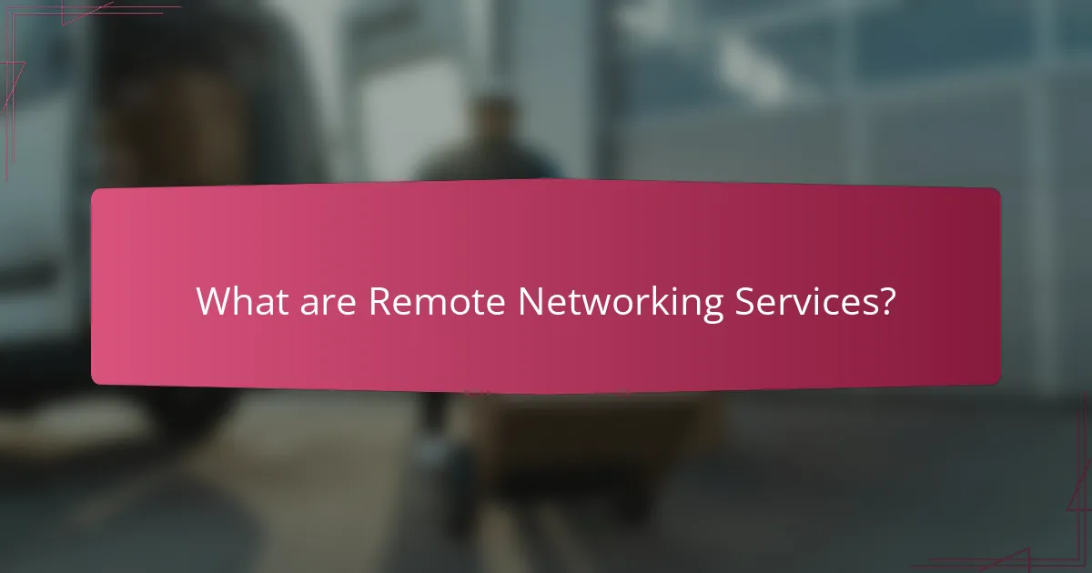 What are Remote Networking Services?