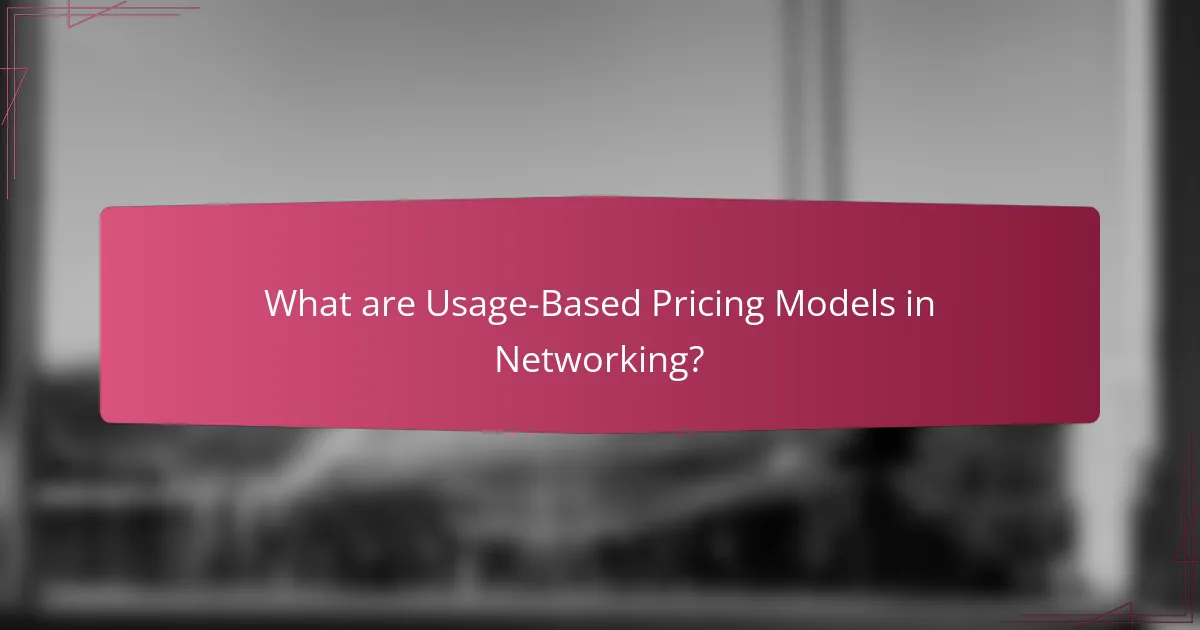 What are Usage-Based Pricing Models in Networking?